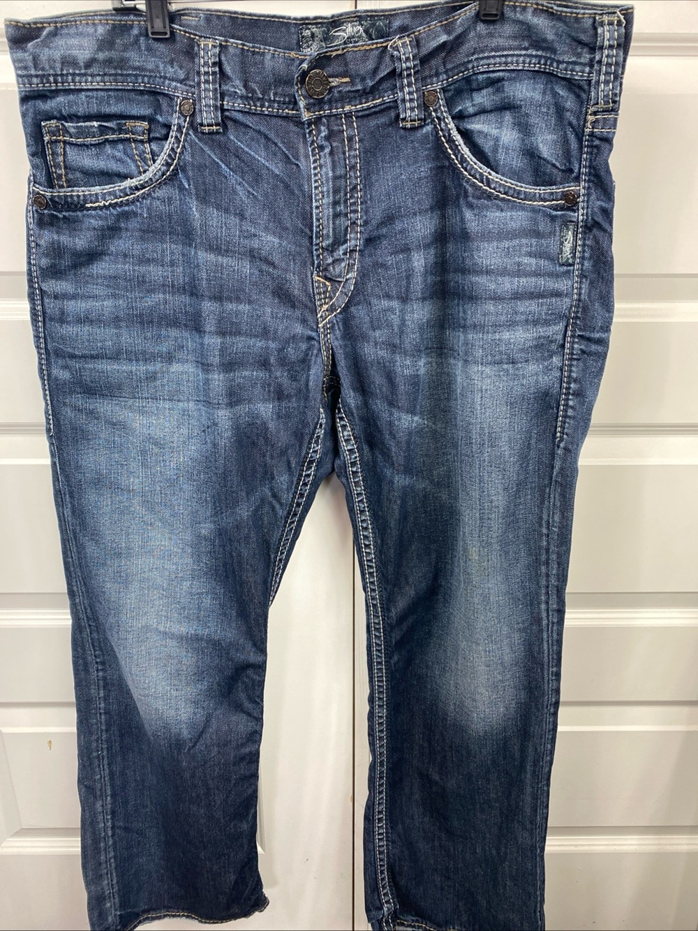 Silver Jeans Zac Mens 38x30 Jeans Medium Wash Relaxed Straight Bootcut